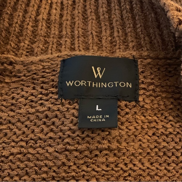 WORTHINGTON Womens Sweater Sz. Large Coco Brown Exposed Shoulders Warm Weather - Picture 2 of 9